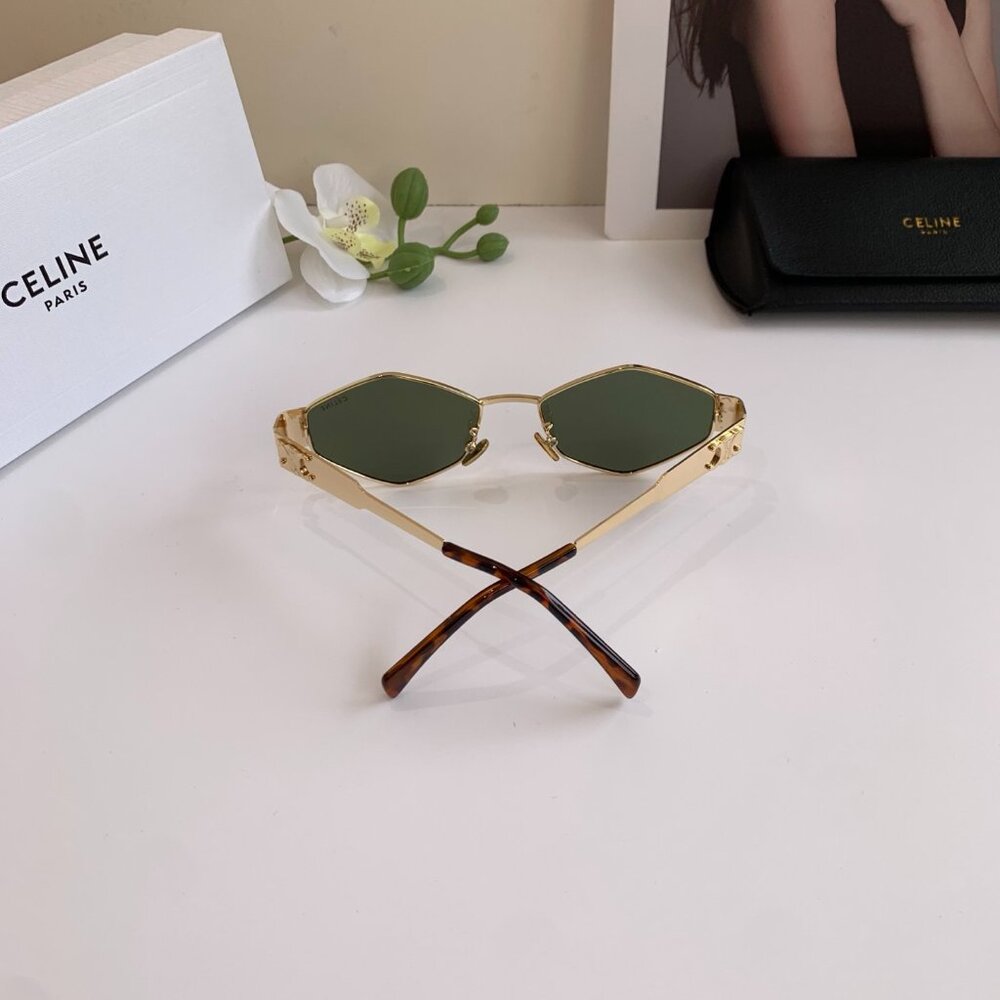 Celine Women's Sunglasses in Gold and Green - Picture 8 of 8